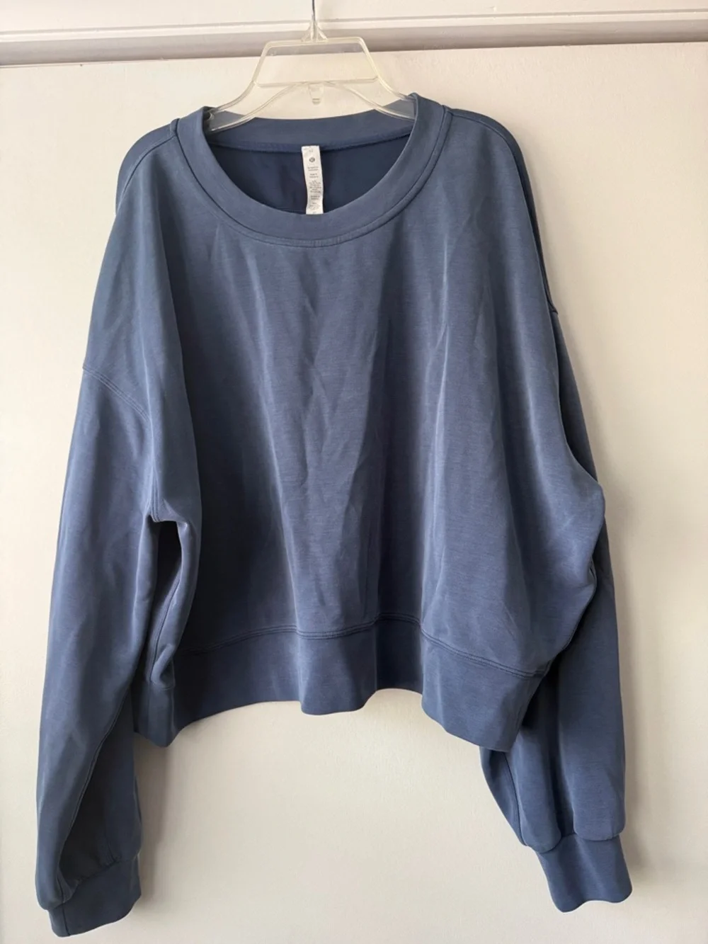 Lululemon Softstreme Perfectly Oversized Crop‎ Crew Sweatshirt 12 Blue T07